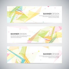 Vector banners set with polygonal abstract shapes N3