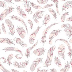 pink feathers seamless vector pattern