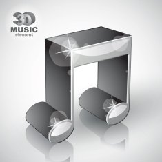 Funky metallic musical note 3d modern style icon isolated