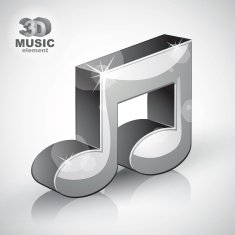 Funky metallic musical note 3d modern style icon isolated N2