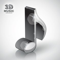 Trendy metallic slim musical note 3d modern style icon isolated