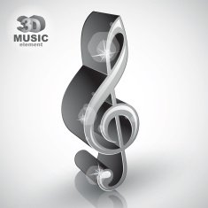 Treble clef 3d metallic music design element vector N2