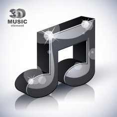 Funky musical note 3d modern style icon isolated