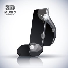 Trendy slim musical note 3d modern style icon isolated N2
