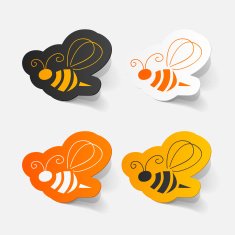 Realistic paper sticker Bee N4