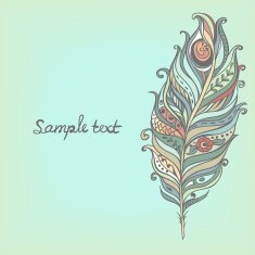 Vector Decorative Vintage Feather Hand-drawnÂ