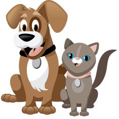 Cute cartoon dog and cat isolated on white