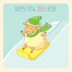 New Year Card with Lamb N2