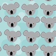 koala Seamless pattern funny cute animal face on blue background