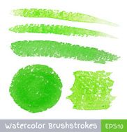 Set of Green Watercolor Brush Strokes