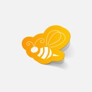Realistic paper sticker Bee N6