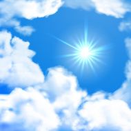 Vector bright sky whit sun and clouds