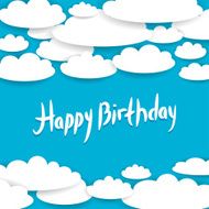 Abstract blue background sky white clouds Happy Birthday Card