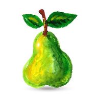 Handmade watercolor grunge fruits for retro design N4