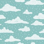 Winter clouds with snow Seamless pattern