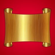 vector abstract gold award scroll plate on red background