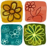 Four Painterly Flowers N2
