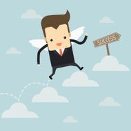 businessman fly to success on the sky N2