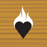 Burning wooden heart (vector) N2