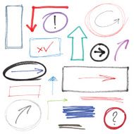 Hand-drawn shapes lines symbols and arrows N2