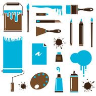 Blue brown art tools
