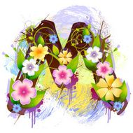 Capital Letter M created by flowers and leaves
