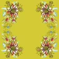 Flowers Ornament in the Russian style graphic sketch