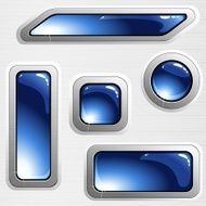 Blue brushed steel banners and buttons