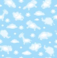 Seamless cute pattern of sky with funny toy clouds