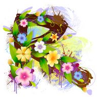 Capital Letter R created by flowers and leaves