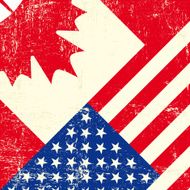Canadian and american grunge flag