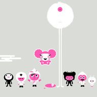 Cartoon character chaos lineup of loonies illustration