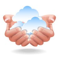 Hand catching cloud