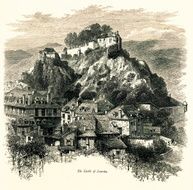 Chateau fort de Lourdes France I Antique European Illustrations