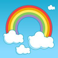 Cartoon Rainbow With Clouds N3