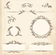 Calligraphic Wheat Elements Vector Illustration N2