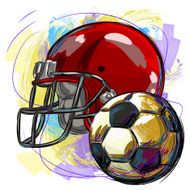 Helmet and soccer ball