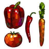 Detailed Drawings of Vegetables