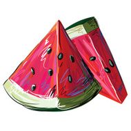 Fresh Water Melon slices isolated on white