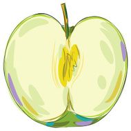Fresh Green Apple Slice Isolated on White