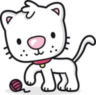 cartoon cat plays with a ball of wool N2