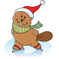 Cute ice-skating beaver