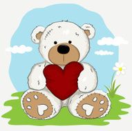 White Teddy Bear With Heart