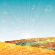 Yellow grunge hills with lens flare and lots of textures