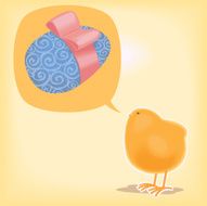 Easter chick talking about egg