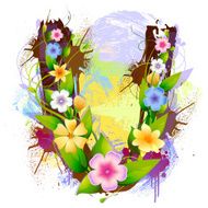 Capital Letter U created by flowers and leaves