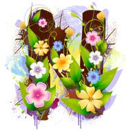 Capital Letter N created by flowers and leaves