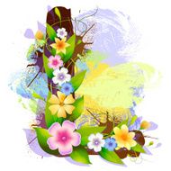 Capital Letter L created by flowers and leaves