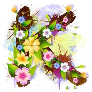 Capital Letter K created by flowers and leaves