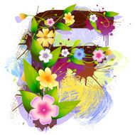 Capital Letter F created by flowers and leaves